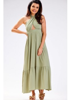 Awama A583 letnia sukienka z dekoltem na krzyż zielona ze sklepu intimiti.pl w kategorii Sukienki - zdjęcie 187860349