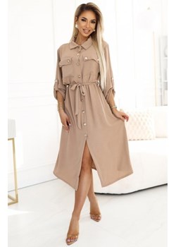 Numoco 531-3 szmizjerka midi ze złotymi guzikami i wiązaniem ze sklepu intimiti.pl w kategorii Sukienki - zdjęcie 187860385