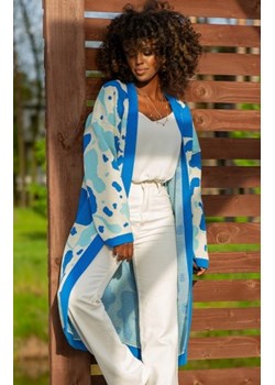 Bawełniany długi kardigan blue F1239 ze sklepu intimiti.pl w kategorii Swetry damskie - zdjęcie 187860525