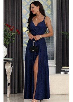 Długa brokatowa sukienka Paris granatowa ze sklepu intimiti.pl w kategorii Sukienki - zdjęcie 187860558