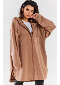 Bluza damska oversize z kapturem beżowa M281 ze sklepu intimiti.pl w kategorii Bluzy damskie - zdjęcie 187860627