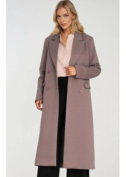 Nife płaszcz dwurzędowy z klasycznym kołnierzem beżowy ze sklepu intimiti.pl w kategorii Płaszcze damskie - zdjęcie 187860746