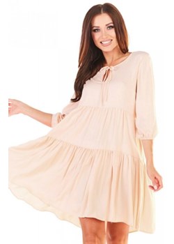 Oversizowa sukienka babydoll beżowa A359 ze sklepu intimiti.pl w kategorii Sukienki - zdjęcie 187861207