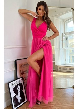 Elegancka sukienka szyfonowa maxi neon róż 248-70 ze sklepu intimiti.pl w kategorii Sukienki - zdjęcie 187861238