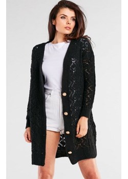 Ażurowy długi sweter damski czarny A448 ze sklepu intimiti.pl w kategorii Swetry damskie - zdjęcie 187861247