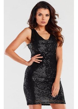 Awama ołówkowa cekinowa sukienka czarna A484 ze sklepu intimiti.pl w kategorii Sukienki - zdjęcie 187861505