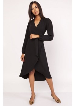 Asymetryczna, kopertowa sukienka czarna SUK160 ze sklepu intimiti.pl w kategorii Sukienki - zdjęcie 187861549