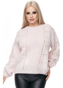 Puchaty sweter damski pudrowy 30059 ze sklepu intimiti.pl w kategorii Swetry damskie - zdjęcie 187861696