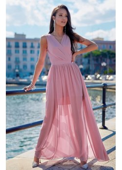 Długa szyfonowa sukienka 0213 brudny róż ze sklepu intimiti.pl w kategorii Sukienki - zdjęcie 187861755