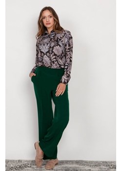 Szerokie spodnie z płaskim przodem zielone SD124 ze sklepu intimiti.pl w kategorii Spodnie damskie - zdjęcie 187861767