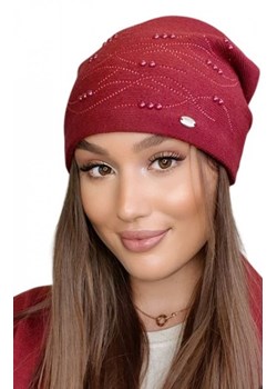 Kamea Basima czapka z koralikami bordowa ze sklepu intimiti.pl w kategorii Czapki zimowe damskie - zdjęcie 187862877