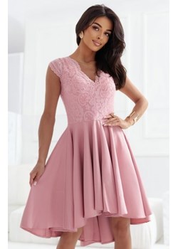 Numoco 300-7 PATRICIA elegancka sukienka z dłuższym tyłem i koronkowym dekoltem ze sklepu intimiti.pl w kategorii Sukienki - zdjęcie 187862959