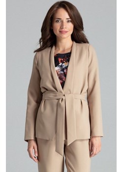 Wiązany żakiet damski beżowy L061 ze sklepu intimiti.pl w kategorii Marynarki damskie - zdjęcie 187863088