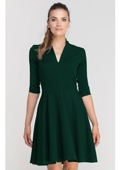 Sukienka rozkloszowana z dekoltem zielona SUK147 ze sklepu intimiti.pl w kategorii Sukienki - zdjęcie 187863348