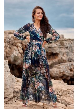 Roco długa sukienka w niebieskie kwiaty 0219/R72 ze sklepu intimiti.pl w kategorii Sukienki - zdjęcie 187863376
