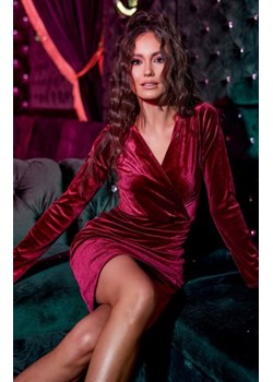 Elegancka kopertowa sukienka bordowa 0308 ze sklepu intimiti.pl w kategorii Sukienki - zdjęcie 187863387