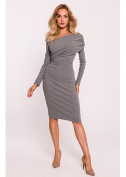 Moe prążkowana sukienka midi szara M820 ze sklepu intimiti.pl w kategorii Sukienki - zdjęcie 187863397
