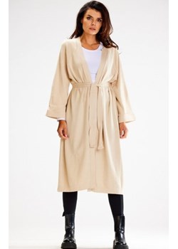 Awama A617 długi sweter z paskiem beżowy ze sklepu intimiti.pl w kategorii Swetry damskie - zdjęcie 187863496