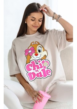 Oversizowy t-shirt Chip and Dale beż ze sklepu intimiti.pl w kategorii Bluzki damskie - zdjęcie 187863636