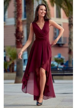 Szyfonowa sukienka z asymetrycznym przodem 0294 bordowa ze sklepu intimiti.pl w kategorii Sukienki - zdjęcie 187863855