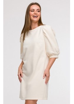 Bewear B291 sukienka z bufiastymi rękawami waniliowa ze sklepu intimiti.pl w kategorii Sukienki - zdjęcie 187864117