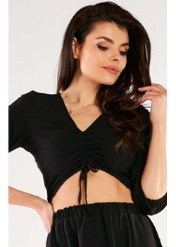 Awama krótki top damski czarny A423 ze sklepu intimiti.pl w kategorii Bluzki damskie - zdjęcie 187864127