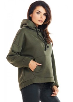 Bawełniana bluza z kapturem khaki M223 ze sklepu intimiti.pl w kategorii Bluzy damskie - zdjęcie 187864137
