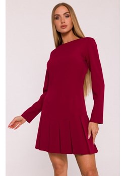 Moe sukienka z kontrafałdami bordowa M872 ze sklepu intimiti.pl w kategorii Sukienki - zdjęcie 187864146