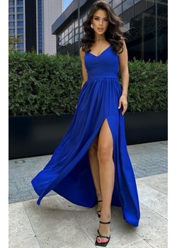 Długa chabrowa sukienka z połyskiem 239-05 ze sklepu intimiti.pl w kategorii Sukienki - zdjęcie 187864179