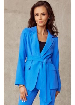 Wiązany żakiet damski niebieski 0004 ze sklepu intimiti.pl w kategorii Marynarki damskie - zdjęcie 187864235