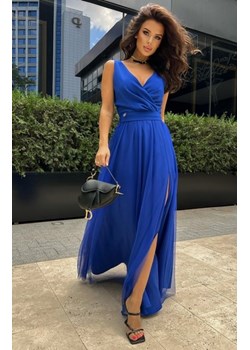 Elegancka chabrowa sukienka szyfonowa maxi 248-05 ze sklepu intimiti.pl w kategorii Sukienki - zdjęcie 187864289