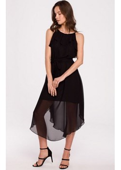 *K137 asymetryczna czarna szyfonowa sukienka ze sklepu intimiti.pl w kategorii Sukienki - zdjęcie 187864557