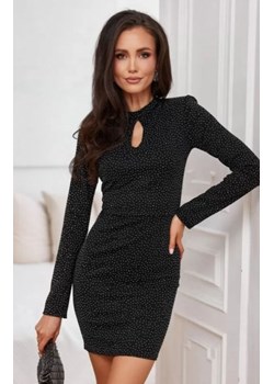 Czarna sukienka mini z długim rękawem i subtelnymi drobinkami ze sklepu intimiti.pl w kategorii Sukienki - zdjęcie 187865007
