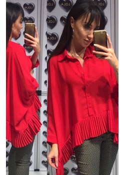 Oversizowa koszula z plisowaniem czerwona ze sklepu intimiti.pl w kategorii Koszule damskie - zdjęcie 187865129