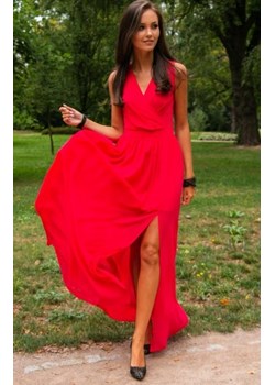 Elegancka szyfonowa sukienka koralowa 0213 ze sklepu intimiti.pl w kategorii Sukienki - zdjęcie 187865469