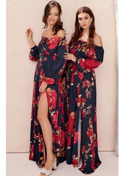 Elegancka długa sukienka w kwiaty 245/L10 ze sklepu intimiti.pl w kategorii Sukienki - zdjęcie 187865619