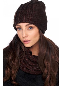 Czapka i komin z wełną brązowy LC130 ze sklepu intimiti.pl w kategorii Komplety czapka i szalik damskie - zdjęcie 187865689