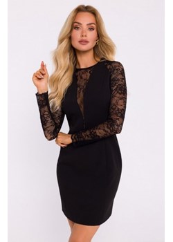 Moe sukienka mini z koronkowymi rękawami czarna M838 ze sklepu intimiti.pl w kategorii Sukienki - zdjęcie 187865856