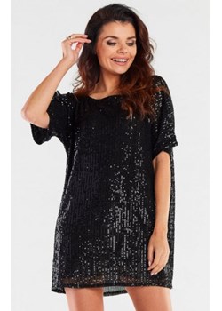 Awama cekinowa sukienka oversize czarna A483 ze sklepu intimiti.pl w kategorii Sukienki - zdjęcie 187865967