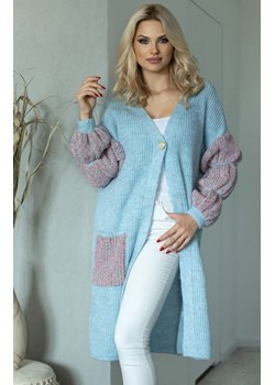 Kolorowy kardigan damski na guzik błękitny 30086 ze sklepu intimiti.pl w kategorii Swetry damskie - zdjęcie 187865998