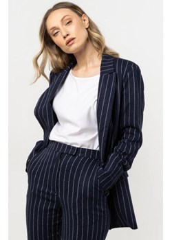 Awama A728 lniana marynarka w prążek granatowa ze sklepu intimiti.pl w kategorii Marynarki damskie - zdjęcie 187866015