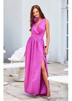 Satynowa maxi sukienka z ozdobną różą biskupi ze sklepu intimiti.pl w kategorii Sukienki - zdjęcie 187866107