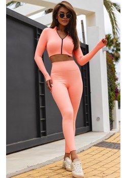 Elastyczne legginsy prążek damskie brzoskwinia ze sklepu intimiti.pl w kategorii Spodnie damskie - zdjęcie 187866156