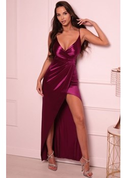 Elizabeth Ivet satynowa sukienka maxi śliwka ze sklepu intimiti.pl w kategorii Sukienki - zdjęcie 187866215