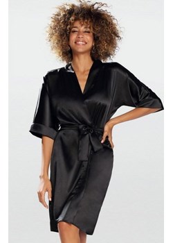 Dkaren satynowy szlafrok damski czarny ze sklepu intimiti.pl w kategorii Szlafroki damskie - zdjęcie 187866279