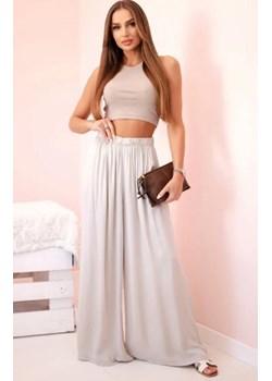 Spodnie damskie szerokie z gumką w pasie ciemny beż ze sklepu intimiti.pl w kategorii Spodnie damskie - zdjęcie 187866429