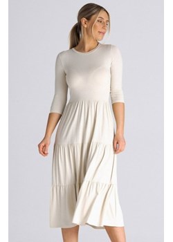 Figl M943 wiskozowa sukienka midi beżowa ze sklepu intimiti.pl w kategorii Sukienki - zdjęcie 187866536