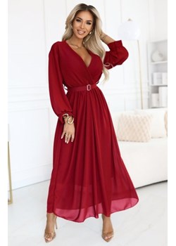 Numoco 639-1 elegancka plisowana sukienka maxi z paskiem i kopertowym dekoltem ze sklepu intimiti.pl w kategorii Sukienki - zdjęcie 187866667