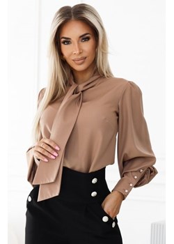 Numoco 578-1 biznesowa bluzka z długim rękawkiem, wiązaniem i guzikami ze sklepu intimiti.pl w kategorii Bluzki damskie - zdjęcie 187866908