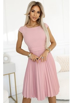 Numoco 311-19 LILA plisowana sukienka z krótkim rękawkiem i paskiem ze sklepu intimiti.pl w kategorii Sukienki - zdjęcie 187867095